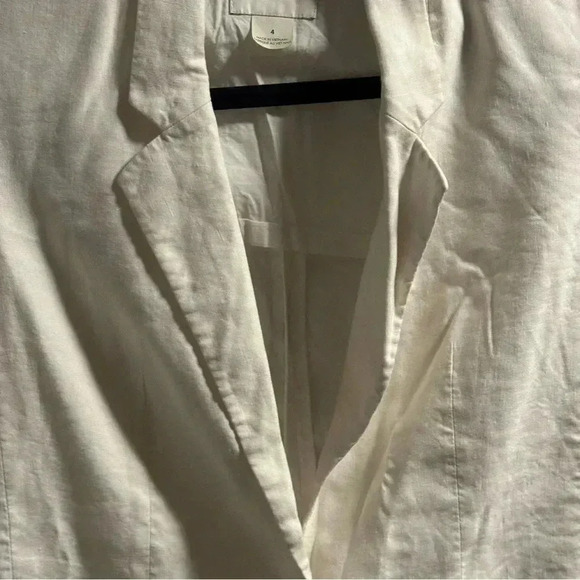 Club Monaco Linen Blazer Long Sleeves Front Button Collared Neck ivory Size 4 - Picture 3 of 8